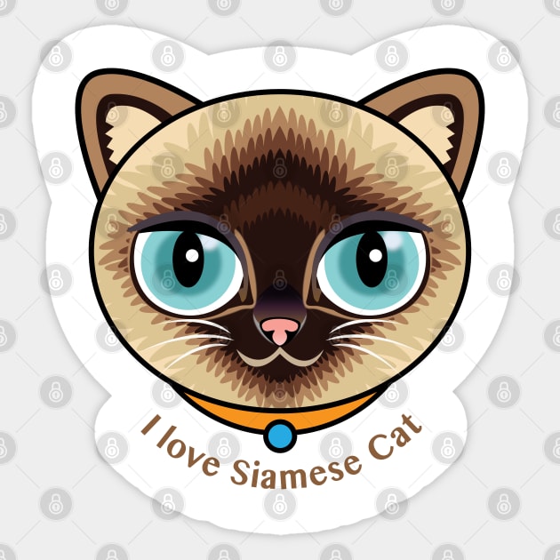 I Love Siamese Cat Sticker by zoneo